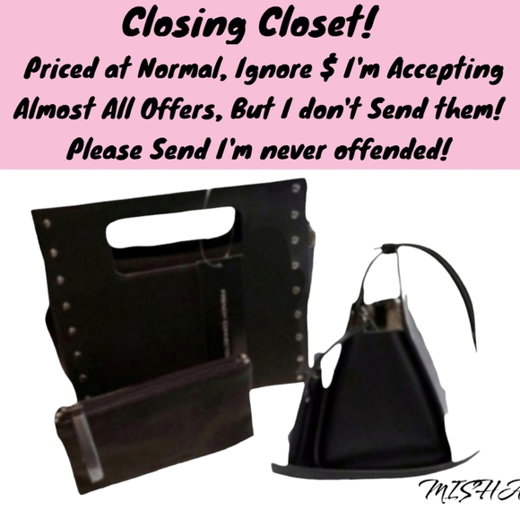 French Connection Cecily Cut-Out Satchel Black NWT - Picture 1 of 11